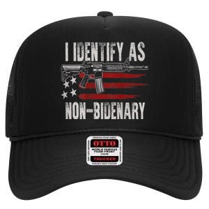 Gun American Flag I Identify As NonBidenary High Crown Mesh Back Trucker Hat