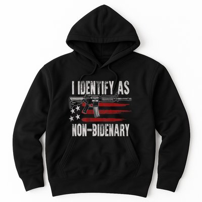 Gun American Flag I Identify As NonBidenary Hoodie