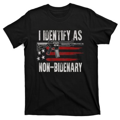 Gun American Flag I Identify As NonBidenary T-Shirt