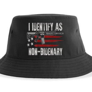 Gun American Flag I Identify As NonBidenary Sustainable Bucket Hat