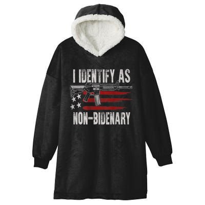 Gun American Flag I Identify As NonBidenary Hooded Wearable Blanket