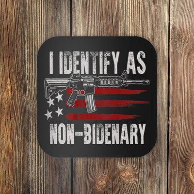 Gun American Flag I Identify As NonBidenary Coaster