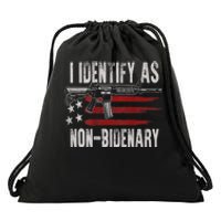 Gun American Flag I Identify As NonBidenary Drawstring Bag