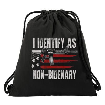 Gun American Flag I Identify As NonBidenary Drawstring Bag