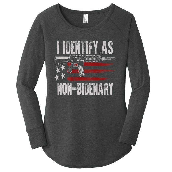 Gun American Flag I Identify As NonBidenary Women's Perfect Tri Tunic Long Sleeve Shirt