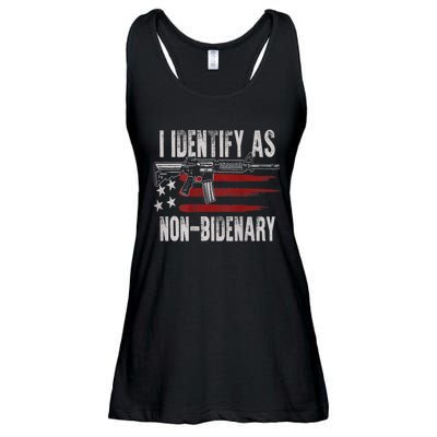 Gun American Flag I Identify As NonBidenary Ladies Essential Flowy Tank