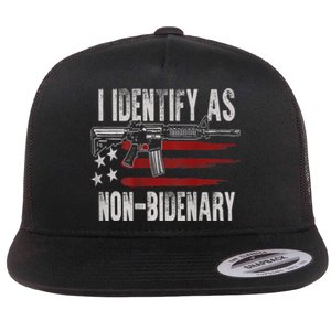 Gun American Flag I Identify As NonBidenary Flat Bill Trucker Hat