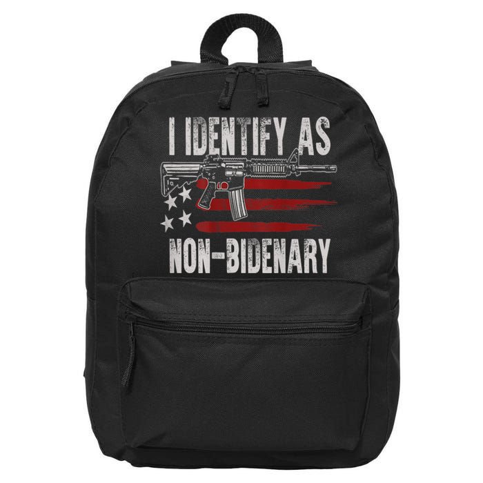 Gun American Flag I Identify As NonBidenary 16 in Basic Backpack