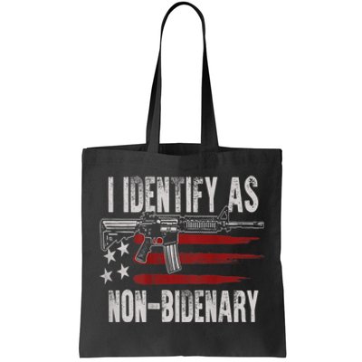 Gun American Flag I Identify As NonBidenary Tote Bag