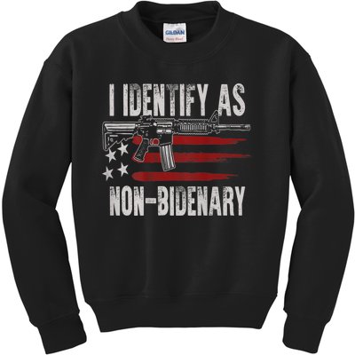 Gun American Flag I Identify As NonBidenary Kids Sweatshirt