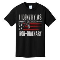 Gun American Flag I Identify As NonBidenary Kids T-Shirt