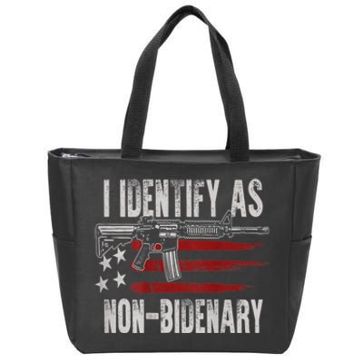 Gun American Flag I Identify As NonBidenary Zip Tote Bag