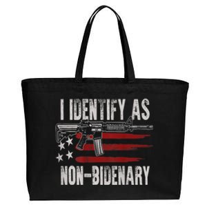 Gun American Flag I Identify As NonBidenary Cotton Canvas Jumbo Tote