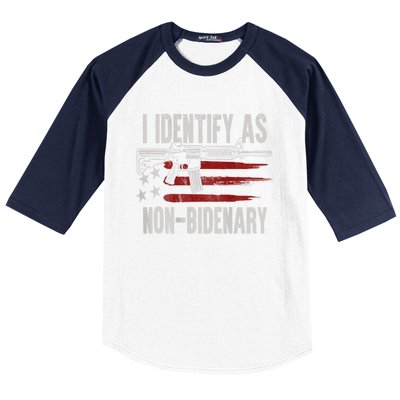 Gun American Flag I Identify As NonBidenary Baseball Sleeve Shirt