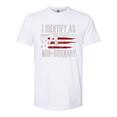 Gun American Flag I Identify As NonBidenary Softstyle CVC T-Shirt