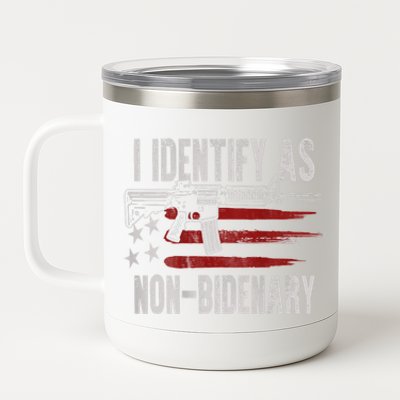 Gun American Flag I Identify As NonBidenary 12 oz Stainless Steel Tumbler Cup