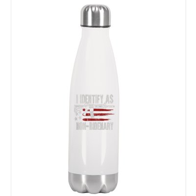 Gun American Flag I Identify As NonBidenary Stainless Steel Insulated Water Bottle