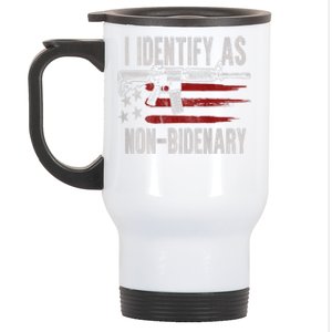 Gun American Flag I Identify As NonBidenary Stainless Steel Travel Mug