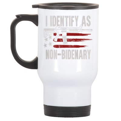 Gun American Flag I Identify As NonBidenary Stainless Steel Travel Mug