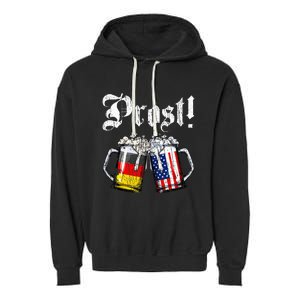 German American Flag Prost Beer Oktoberfest Garment-Dyed Fleece Hoodie