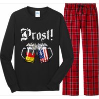 German American Flag Prost Beer Oktoberfest Long Sleeve Pajama Set