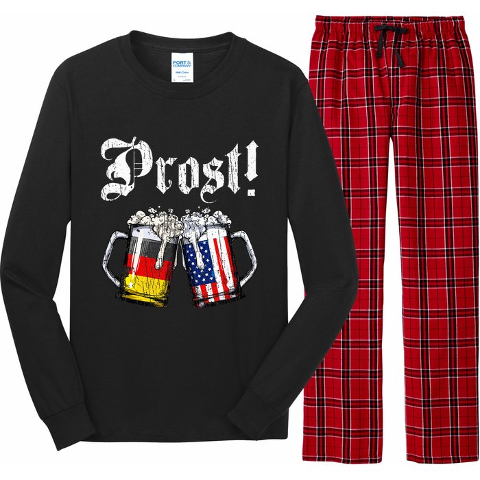 German American Flag Prost Beer Oktoberfest Long Sleeve Pajama Set