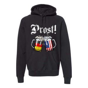 German American Flag Prost Beer Oktoberfest Premium Hoodie