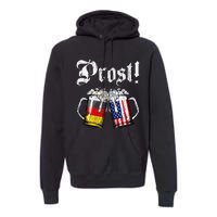 German American Flag Prost Beer Oktoberfest Premium Hoodie