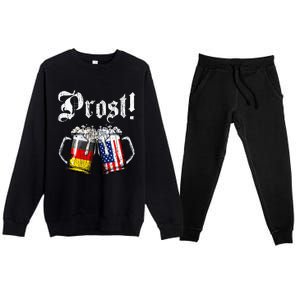 German American Flag Prost Beer Oktoberfest Premium Crewneck Sweatsuit Set