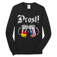 German American Flag Prost Beer Oktoberfest Tall Long Sleeve T-Shirt