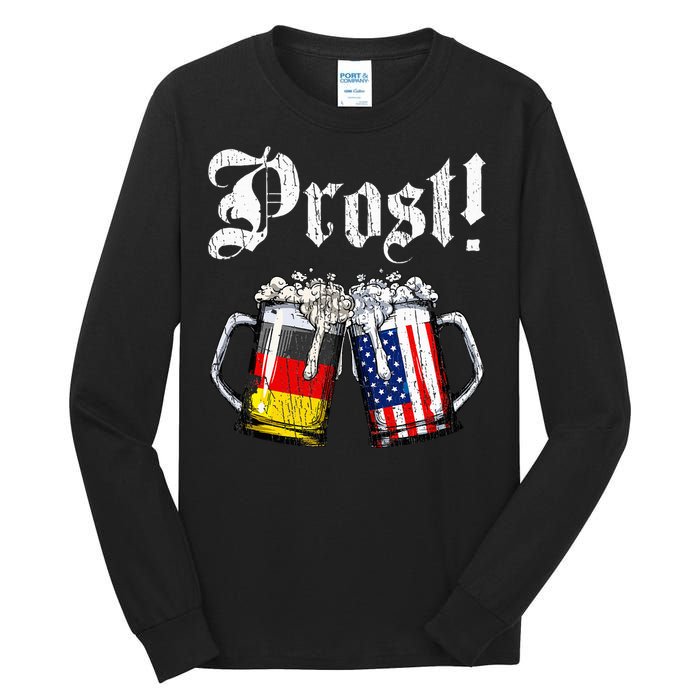 German American Flag Prost Beer Oktoberfest Tall Long Sleeve T-Shirt