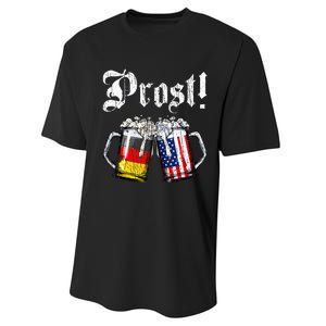 German American Flag Prost Beer Oktoberfest Performance Sprint T-Shirt