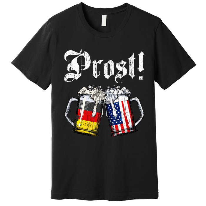 German American Flag Prost Beer Oktoberfest Premium T-Shirt