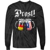 German American Flag Prost Beer Oktoberfest Tie-Dye Long Sleeve Shirt