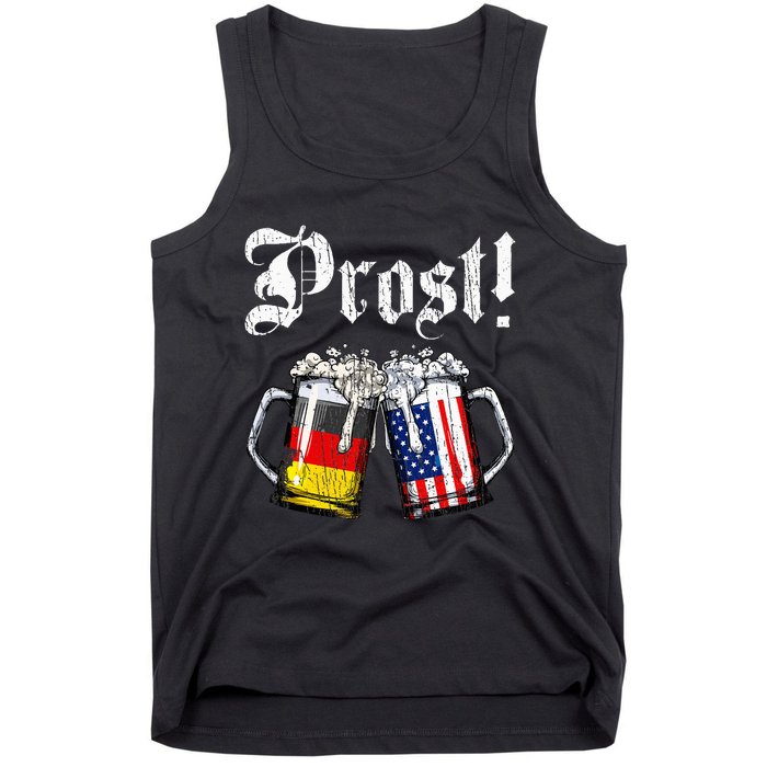 German American Flag Prost Beer Oktoberfest Tank Top