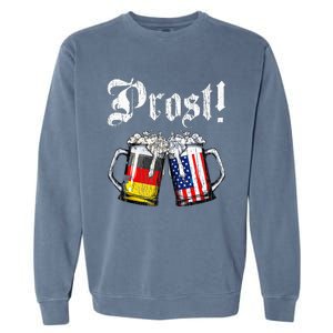 German American Flag Prost Beer Oktoberfest Garment-Dyed Sweatshirt