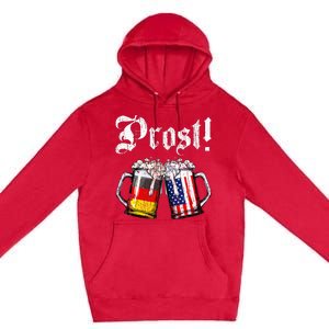 German American Flag Prost Beer Oktoberfest Premium Pullover Hoodie