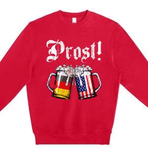 German American Flag Prost Beer Oktoberfest Premium Crewneck Sweatshirt