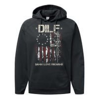 Gun American Flag DILF Damn I Love Firearms Performance Fleece Hoodie