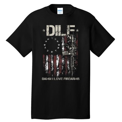 Gun American Flag DILF Damn I Love Firearms Tall T-Shirt