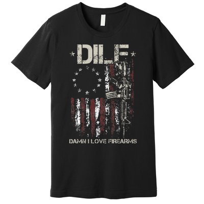 Gun American Flag DILF Damn I Love Firearms Premium T-Shirt