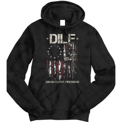 Gun American Flag DILF Damn I Love Firearms Tie Dye Hoodie