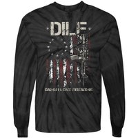 Gun American Flag DILF Damn I Love Firearms Tie-Dye Long Sleeve Shirt