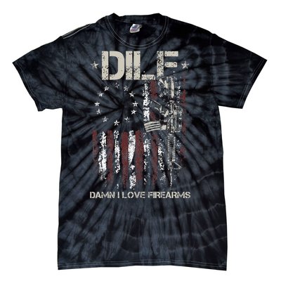 Gun American Flag DILF Damn I Love Firearms Tie-Dye T-Shirt