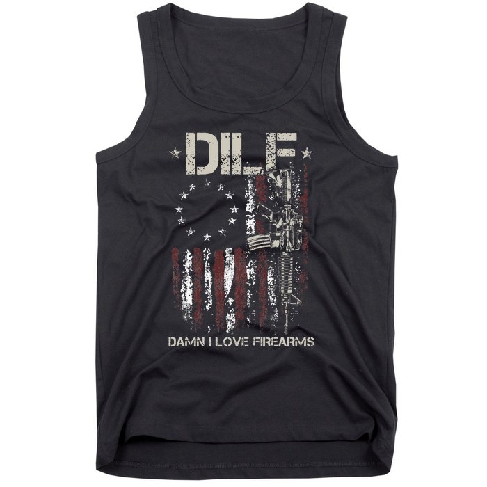 Gun American Flag DILF Damn I Love Firearms Tank Top