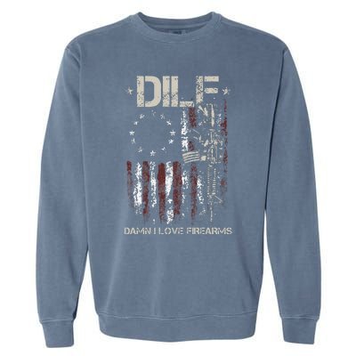 Gun American Flag DILF Damn I Love Firearms Garment-Dyed Sweatshirt