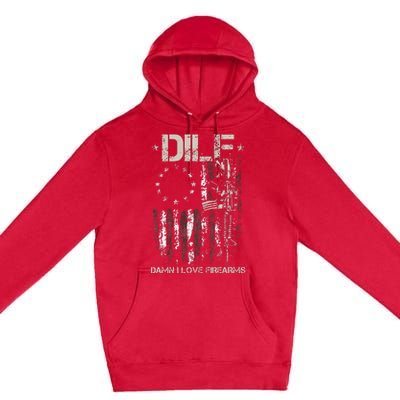 Gun American Flag DILF Damn I Love Firearms Premium Pullover Hoodie