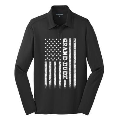 Granddude American Flag Great Gift Silk Touch Performance Long Sleeve Polo