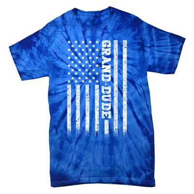 Granddude American Flag Great Gift Tie-Dye T-Shirt