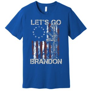 Gun American Flag Patriots LetS Go Brandon Gift Premium T-Shirt